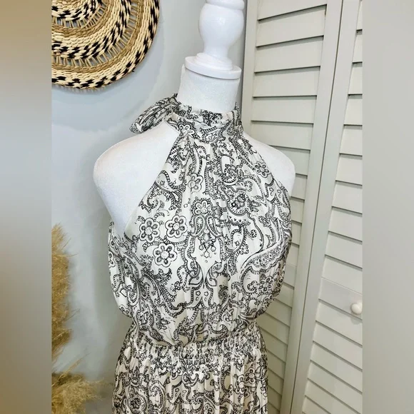 Vince Camuto • Women’s Elegant Ivory Paisley Halter Maxi Dress XS NWOT - Picture 7 of 14